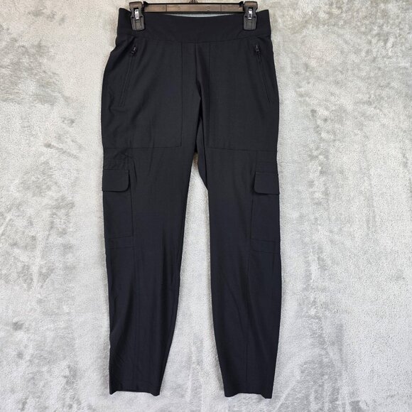 Athleta Pants Womens 4 Black Cargo Zip Pocket Stretch Performance Travel Hiking - Picture 1 of 11